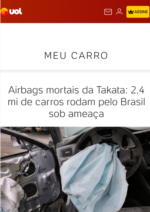Noticia: 'Celta com airbag mortal não tinha recall e GM pode ser multada em R$ 10 mi'